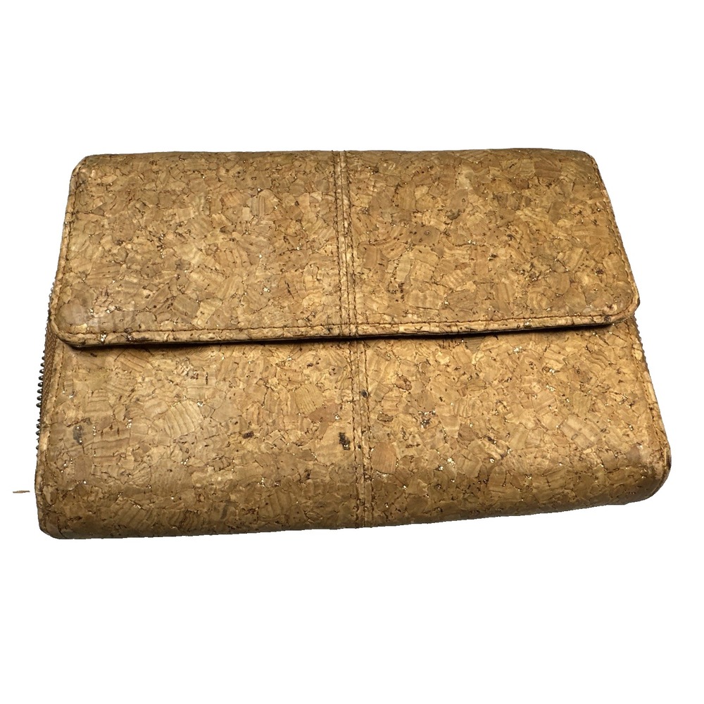 Jewell by Thirty One Clutch Wallet Cork & Glitter Trifold Purse Wallet